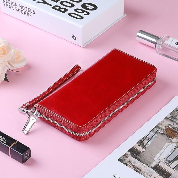 Lavemi Small Compact Women Wallet RFID Blocking Genuine Leather Bifold Purse with ID Windows