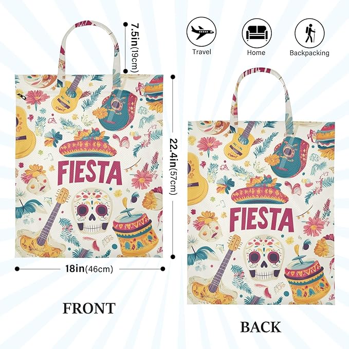 Travel Laundry Bags 2 PC Wet Dry Bag with Handle Dirty Clothes Organizer for Swimsuits Beach Camping Waterproof Washable White Fiesta Guitars Skulls Hats