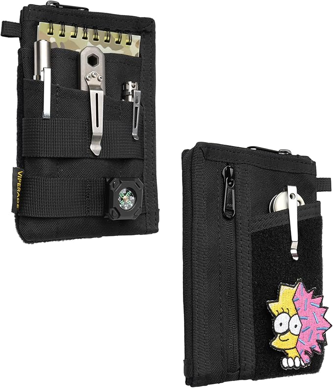 VIPERADE VE36 EDC Pouch Pocket Organizer, Slim EDC Pocket Organizer with Zipper, Tactical Pouch for Flashlight, Multitool, Pen, Notebook, Compact EDC Gear Pouch
