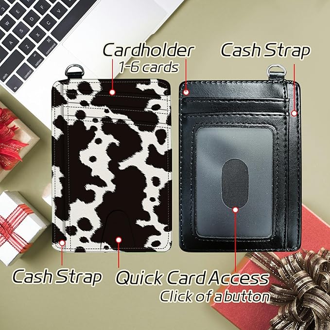 Small Travel Wallets, Cow Skin Slim Minimalist Front Pocket Wallet with Wristlet, RFID Blocking PU Leather Credit Card Holder with ID Window Change Purse for Men Women