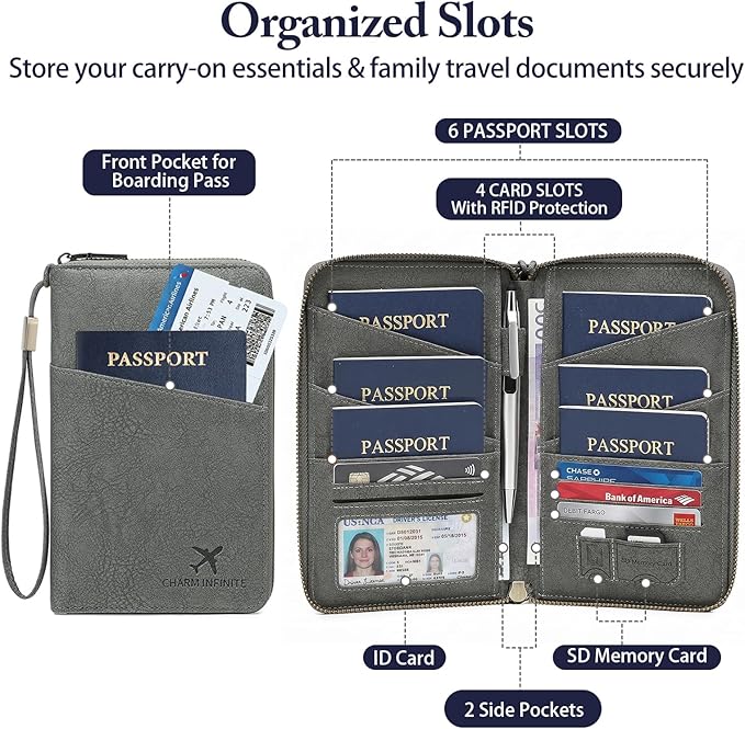 Family Passport Holder for Travel Women and Men RFID Passport Holder with Card Slots Holder Passport Case Passport cover Passport Wallet Travel Essentials and Accessories