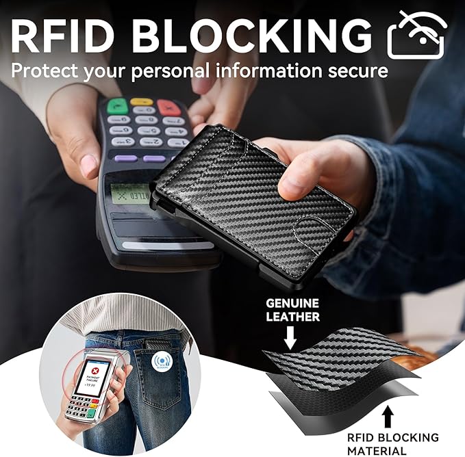 furid Smart Wallet For Men Slim: Rfid Minimalist Pop Up Wallets with Money Clip Metal Credit Card Holder - Gifts for Husband Father at Birthday Anniversary