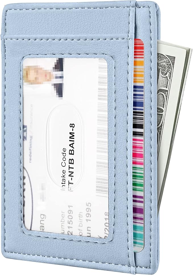 Travelambo Front Pocket Minimalist Leather Slim Wallet RFID Blocking Medium Size