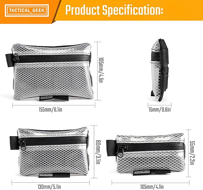 TACTICAL_GEEK Storage A5 EDC Storage Pouch Set, Multi-Purpose Molle EDC Gadget Pouch, Multi-Functional Utility Small Tool Pocket,Luggage Organiser Divider Small Pouch Organizer for Daily Carry (White)