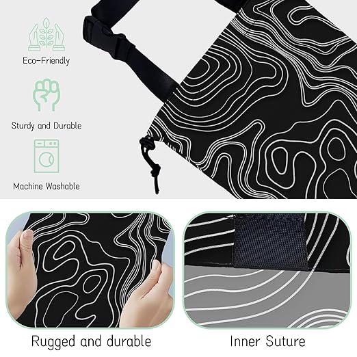 Vintage Heights Lines Map Car Garbage Bag,Waterproof Small Car Trash Bag Hanging Back of Seat,Drawstring Hanging Car Trash Bag with Adjustable Buckle for Car Accessories