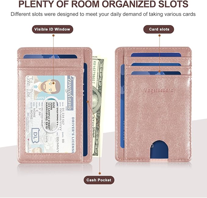 Front pocket thin wallet for Men Women RFID Blocking Credit Card Holder Card Cases Slim Minimalist wallet with Gift Box (1, Alaska Pink)