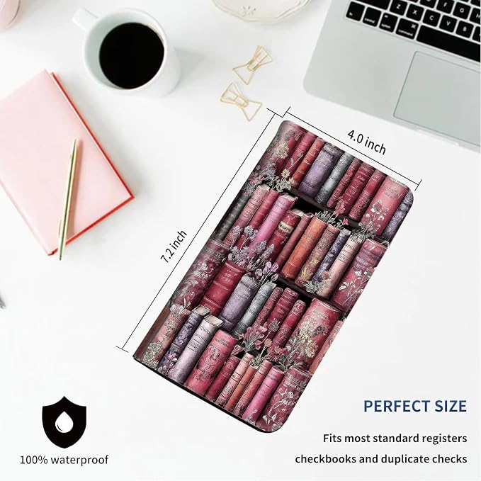 DEGDFSGR Checkbook Cover PU Leather Checkbook Covers for Women for Duplicate Checks, Check Book Covers with RFID Blocking Function for Personal Checkbook, Vintage Floral Books