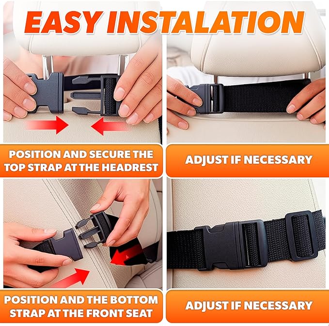 2 Pcs Backseat Car Organizer - Travel-Ready 23.4x16" Back Seat Car Organizer with 9 Large Pockets & Clear Tablet Holder, Made of Reliable Polyester with Long and Strong Straps - Easy to Attach & Clean