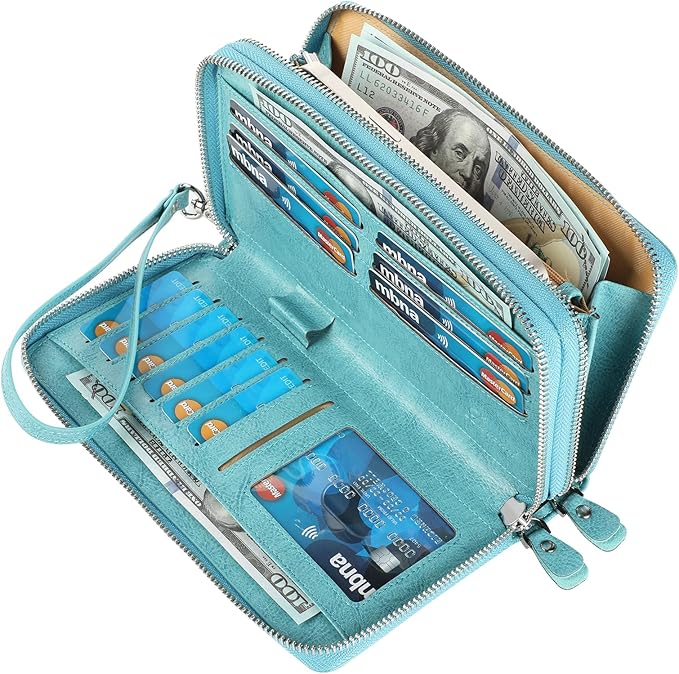 Lavemi Small Compact Women Wallet RFID Blocking Genuine Leather Bifold Purse with ID Windows