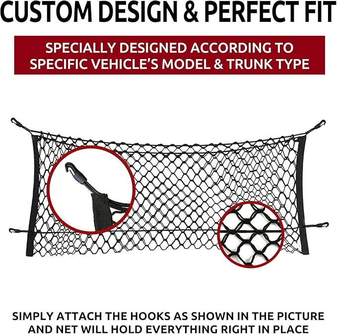 Envelope Style Automotive Elastic Trunk Mesh Cargo Net for Nissan Murano 2015-2025 - Premium Trunk Organizer and Storage - Luggage Net for SUV - Best Car Organizer for Nissan Murano