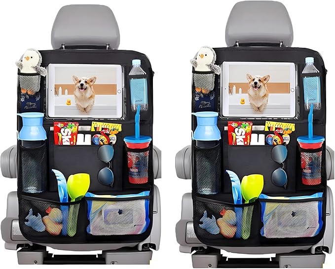 Backseat Car Organizer and Car Seat Protector with Thickest Padding Bundle, Car Travel Accessories