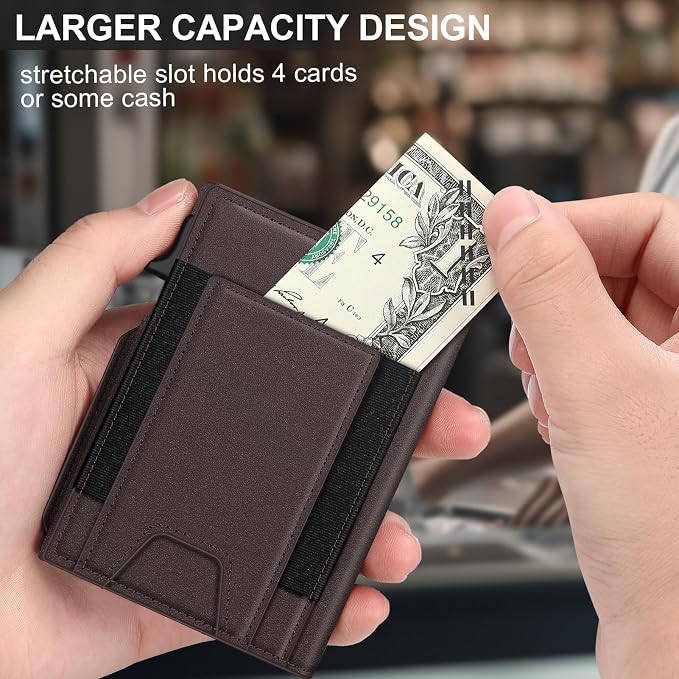 SEMORID Wallet for Men Wallet with Slim Pop Up Card Holder 9-13 Cards, Bifold Minimalist Smart Wallet RFID Blocking Credit Card Holder with ID Window & Stretchable Cash Slot
