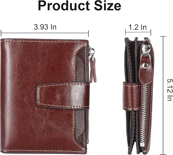 Lavemi Small Compact Women Wallet RFID Blocking Genuine Leather Bifold Purse with ID Windows