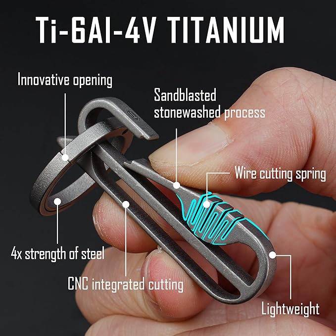 KeyUnity KM03 Titanium Keychain Clip Belt Loop Key Holder with Removable Key Ring for Duty Belt