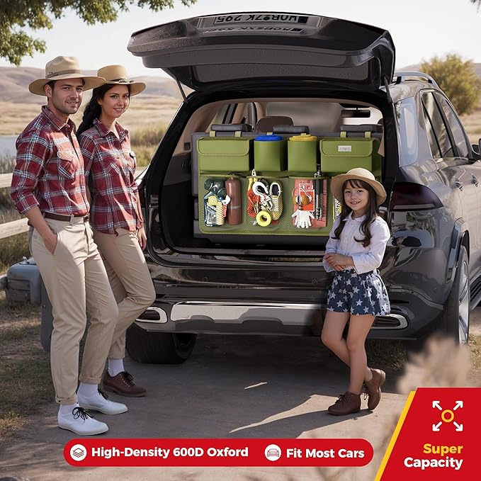 SURDOCA Car Trunk Organizer, LARGE CAPACITY Car Storage Bag with 8 Pockets, 7X Upgraded Trunk Storage Organizer for Car, SUV, Truck, MPV | for SUV, UPGRADED 7 Times, Space Saving Expert