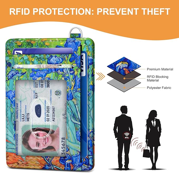 SEAVILIA Credit Card Holder for Women, Lrises RFID Wallet Women, Slim Minimalist Front Pocket Card Holder, Cute Thin Travel RFID Blocking Card Case, Small Wallets Woman Gifts Girls