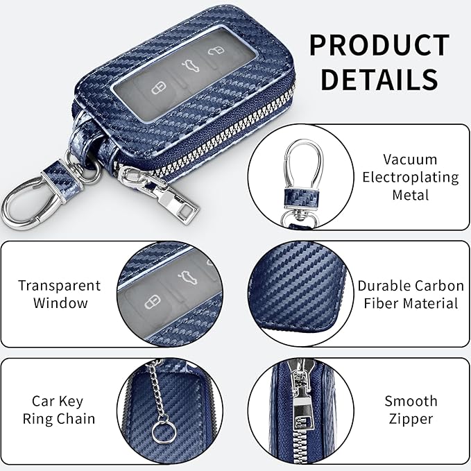 vvag Premium Car Key Fob Case Genuine Leather Car Smart Key fob Holder Car Remote Keychain Bag Universal