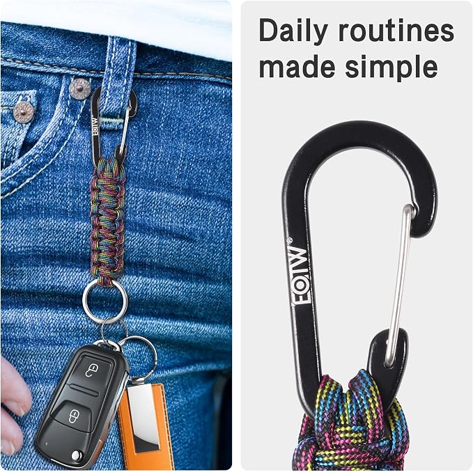 EOTW Carabiner Keychain,Paracord Keychain Small Aluminum Clip D Ring for Camping, Hiking, Fishing, Or As A Key Organizer