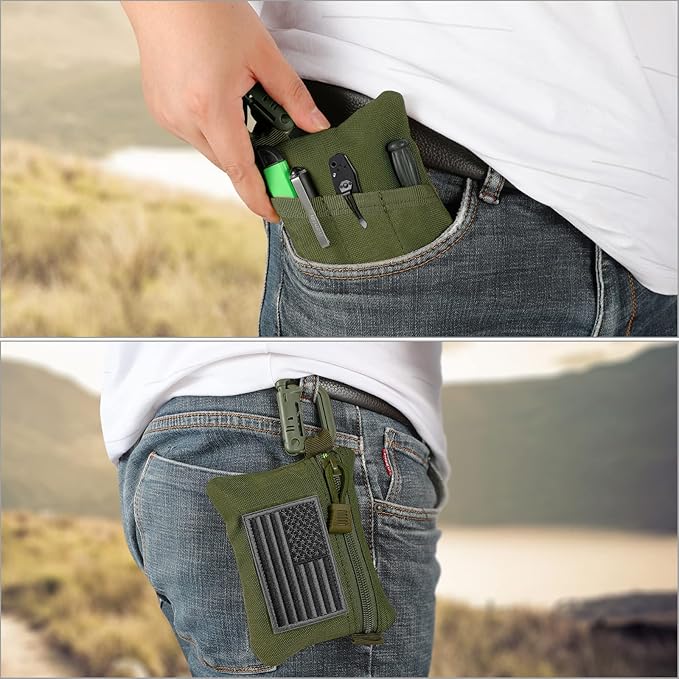 FRTKK 2 Pack Tactical Compact EDC Pouches Military Molle Utility Pouch Accessories Organizer Pouch Coin Purse Keychain Pocket Credit Card Holder Waist Pack