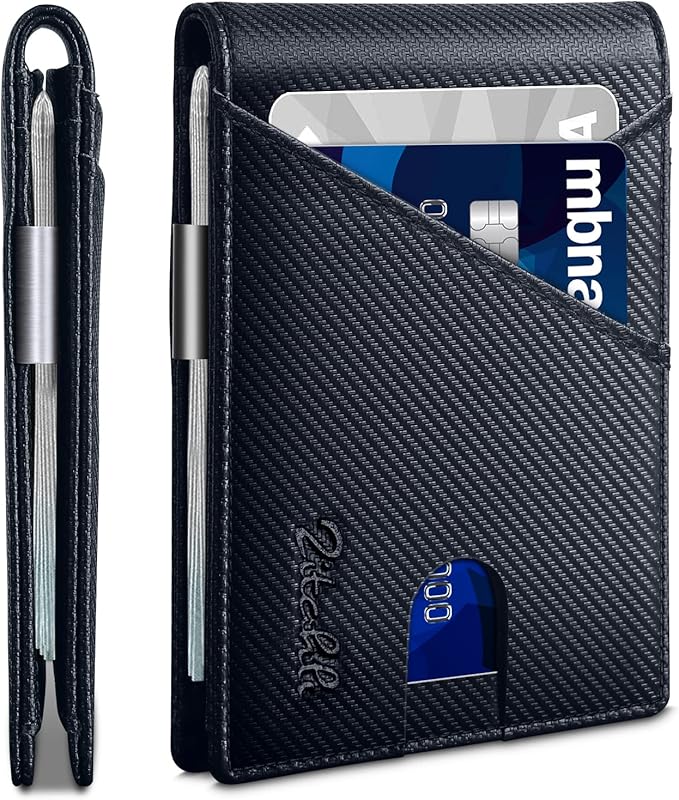 Zitahli Wallet for Men - with Money Clip Slim Leather Slots Credit Card Holder RFID Blocking Bifold Minimalist Wallets with Gift Box
