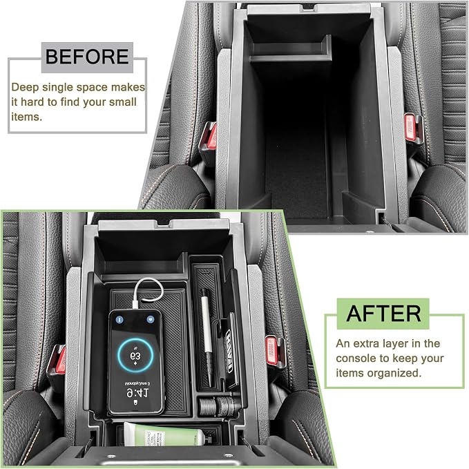 HGWEI 2Pcs Center Console Organizer Compatible with Nissan Pathfinder 2022-2026 And Hidden Organizer Box Accessories Secret Compartment Armrest Hidden Storage Insert Tray, Black