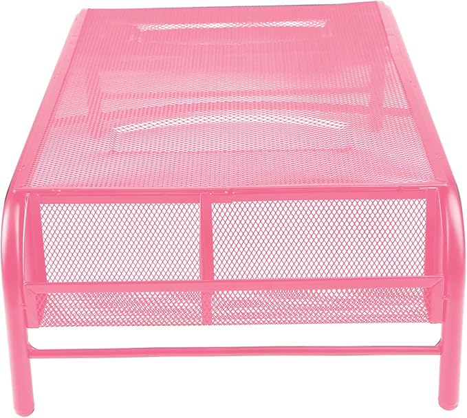 Mind Reader Monitor Stand, Ventilated Laptop Riser, Desktop Organizer, Side Storage, Metal Mesh, 20" L x 11.5" W x 5.5" H, Pink