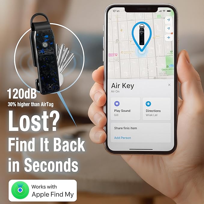 Richboyz Air Keychain for Outdoor Enthusiasts: Lightweight Aluminum GPS Tracker Key Holder for Men & Women