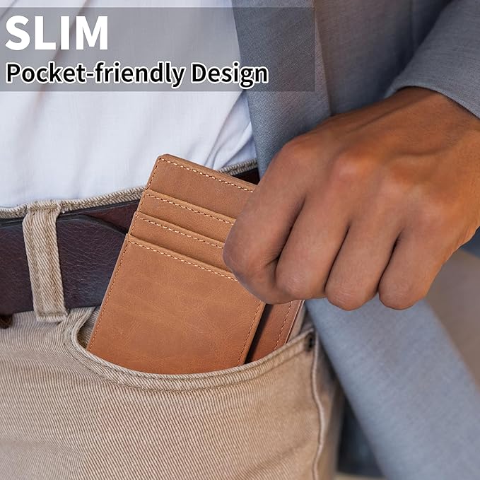 Chelmon Slim Wallet for Men, Minimalist Front Pocket RFID Blocking Credit Card Holder
