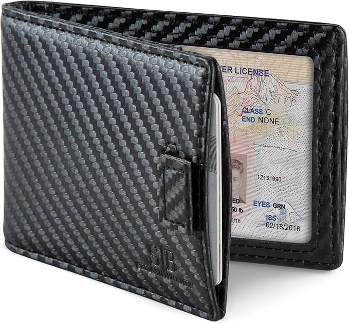 SERMAN BRANDS RFID Blocking Slim Money Clip Wallet – Leather Bifold Front Pocket Minimalist Mens Wallet with Money Clip for Men, Small Credit Card Holder Wallet - Travel Wallet with Gift Box