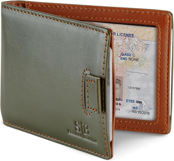 SERMAN BRANDS RFID Blocking Slim Money Clip Wallet – Leather Bifold Front Pocket Minimalist Mens Wallet with Money Clip for Men, Small Credit Card Holder Wallet - Travel Wallet with Gift Box