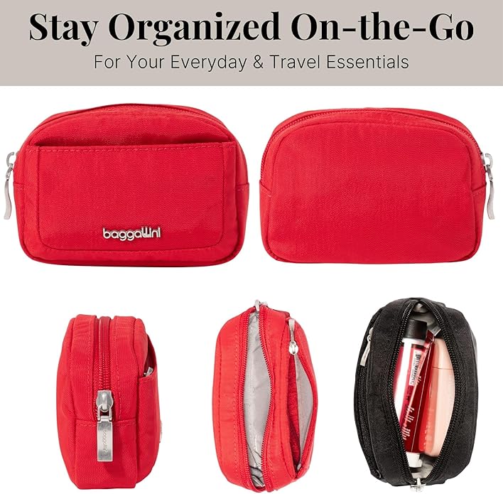 Baggallini Women's Pocket Cosmetic - Lightweight Bag - Travel Essentials Makeup Organizer Mini
