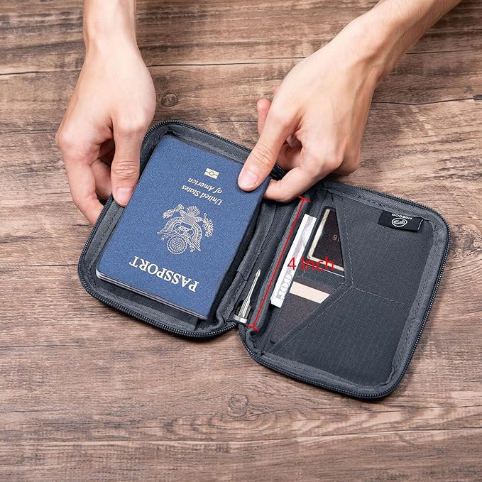 FIREDOG Passport Holder & Travel Wallet with RFID Blocking - Premium Document Organizer Case for Men and Women - Multiple Card Slots, Holds Passports, Cards, Tickets, ID, Cash Holder(Black)