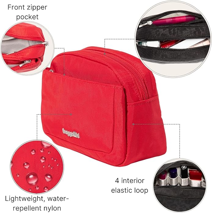 Baggallini Women's Pocket Cosmetic - Lightweight Bag - Travel Essentials Makeup Organizer