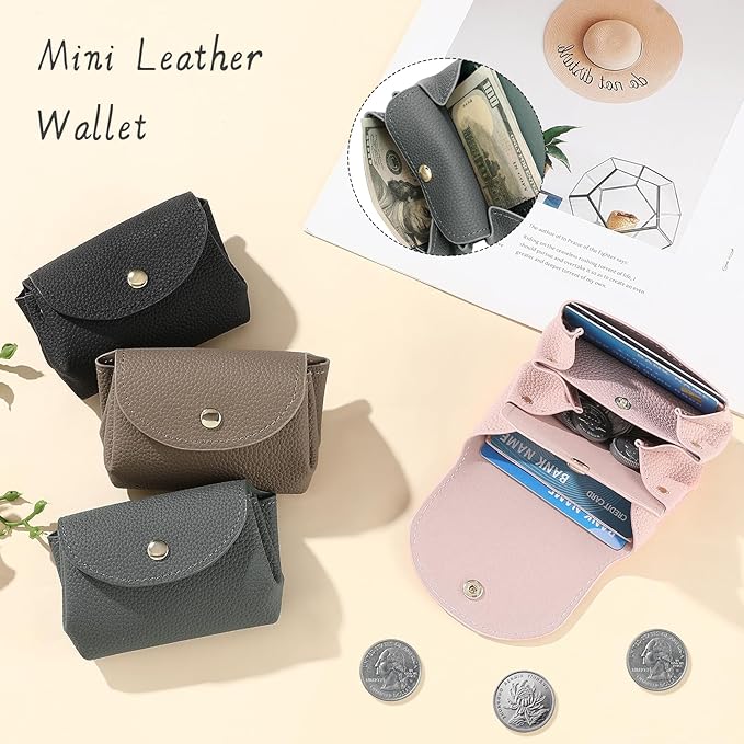 SENDEFN Leather Coin Purse for Women Small 3 Cash Change Pouch Holder Wallets