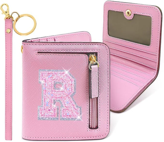 COSHAYSOO Teen Girl Gifts Trendy Stuff Teenager Teenage Tween Preteen Initial Monogrammed Personalized Gift Idea Pink Wallet Small Presents for Daughter Granddaughter Birthday Easter Letter R