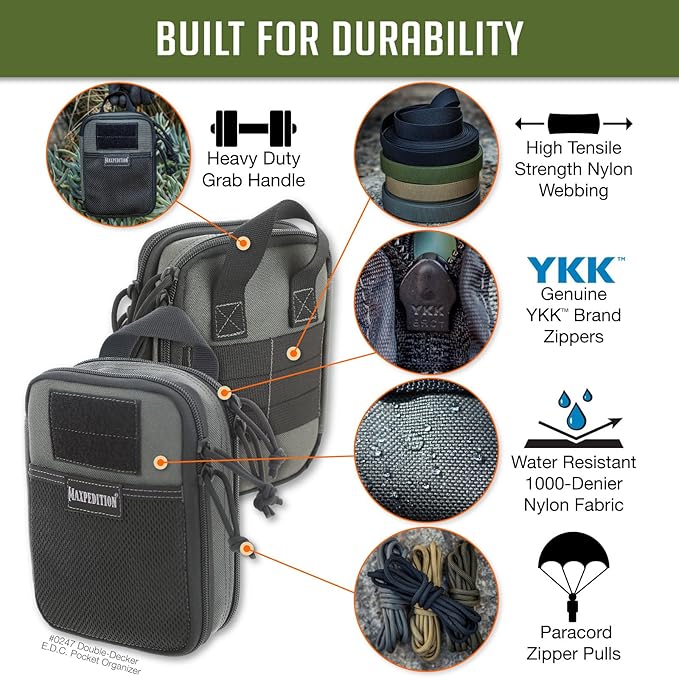 MAXPEDITION Double-Decker Pocket Organizer, Tactical Tool Pouch for Organization, EDC Pouch for Everyday Carry