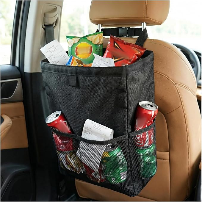 Car Trash Bag, Large Capacity Hanging Auto Trash Can Collapsible Portable Organizer with Storage Pocket, Waterproof Leakproof Oxford Cloth Garbage Bag for Cars Trucks SUVs