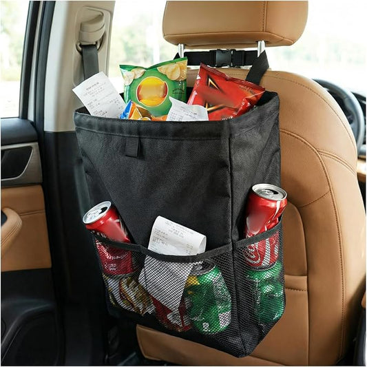 Car Trash Bag, Large Capacity Hanging Auto Trash Can Collapsible Portable Organizer with Storage Pocket, Waterproof Leakproof Oxford Cloth Garbage Bag for Cars Trucks SUVs