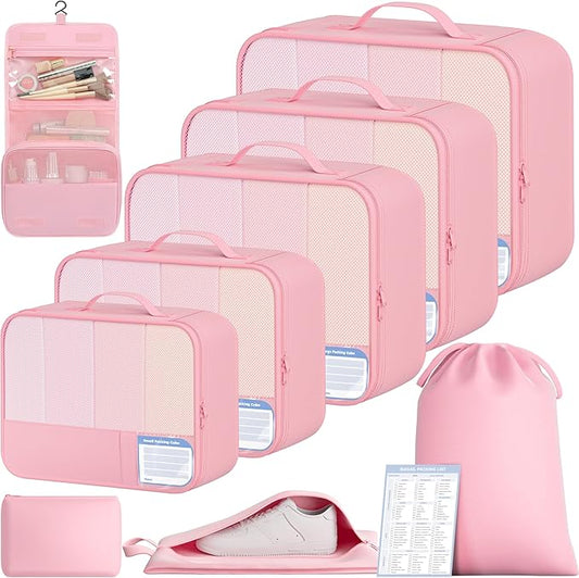 BAGAIL 9 Set Packing Cubes with Packing List Luggage Packing Organizers for Travel Accessories