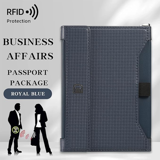 Passport Holder for Travel Essentials, RFID Blocking PU Leather Passport Wallet Cover Card holder Case Passport Book Holders for Women and Men, Dark Blue