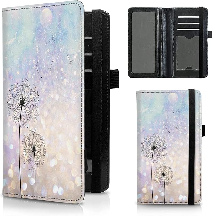 Leather Checkbook Covers for Men Women Check book Holder Cover Wallets for Personal Checkbook Duplicate Checks with RFID Blocking & Elastic Strap-Dandelion Floral