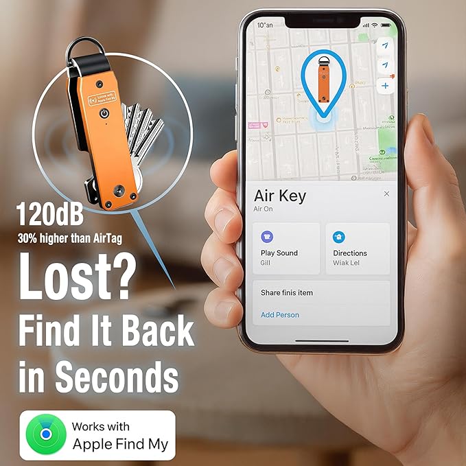 Richboyz Air Keychain for Outdoor Enthusiasts: Lightweight Aluminum GPS Tracker Key Holder for Men & Women
