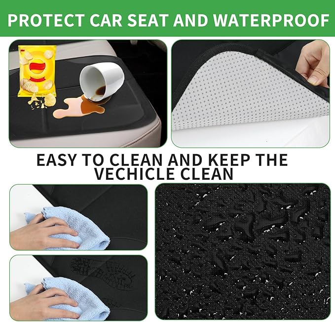 Aurelema 4 Pack Non-slip Car Seat Protector and Backseat Organizer Kick Mat with Tablet Holder, Large Waterproof Car Seat Protector with Storage Pockets for Leather and Fabric