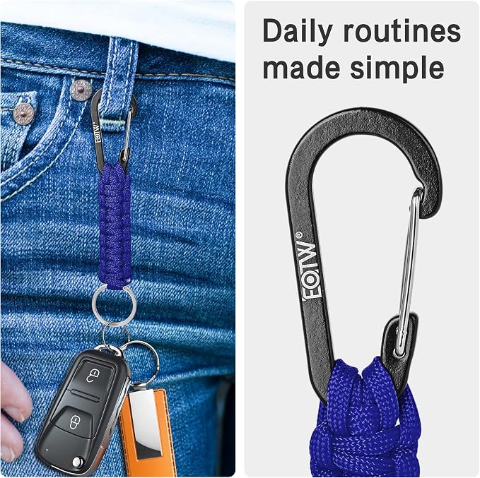 EOTW Carabiner Keychain,Paracord Keychain Small Aluminum Clip D Ring for Camping, Hiking, Fishing, Or As A Key Organizer
