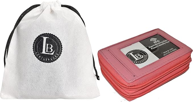 Leatherboss Leather RFID Identity Safe Double Zippered Accordion Wallet