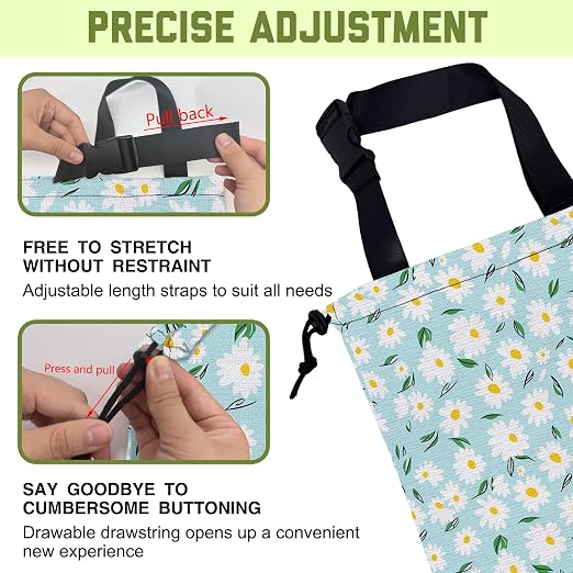 Car Trash Bag Blue Daisy Floral Leak-Proof Waterproof Car Garbage Bag with Drawstring Foldable Canvas Trash Bin with Adjustable Buckle for Car Accessories