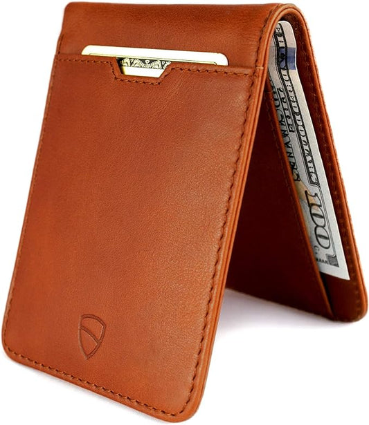 Vaultskin MANHATTAN Slim RFID Blocking Bifold Leather Wallet for Men - Men’s Leather Wallet, Front Pocket Minimalist Card Holder, Holds 9 Cards and Cash, Premium Italian Leather