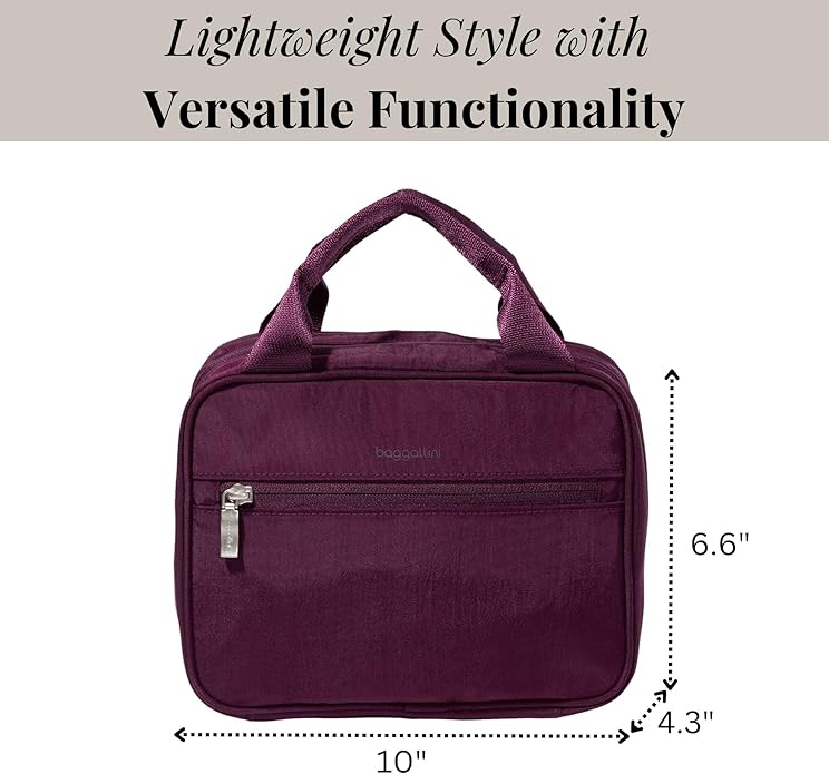 Baggallini Hanging Travel Toiletry Kit - Lightweight 6x10 Inch Makeup Bag