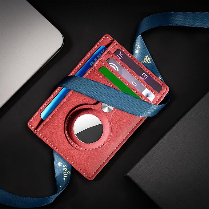 Hawanik Slim Minimalist Front Pocket Air Tag Wallet, RFID Blocking Card Holder Wallet with Airtag Holder