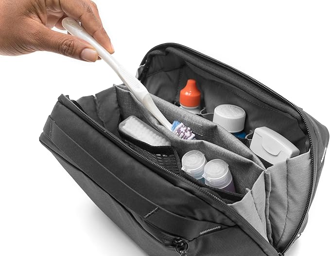 Peak Design Wash Pouch, Black, Weatherproof Travel Toiletry Bag, Upright or Hanging Dopp Kit with Pockets, Magnetic Toothbrush Pocket, Wide UltraZip Opening, Toiletry Bag for Men and Women